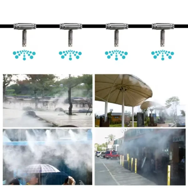 Fog Machine Mist System,2L/min, SS Cover, With Digital Timer, Crank Pump (3 Plungers), 220V/110V,50Hz/60Hz,550W,60Bar, 860PSI,4-10℃,2L/min,200㎡,30m Nylon  Hose, 30 Nozzles And 31 Slip Lock Connectors - Image 6